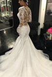 Long Sleeve Lace Sexy See Through Wedding Gowns,Elegant Bridal Dresses,SVD518