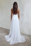 www.simidress.com offer Sexy Open Backs Lace White Wedding Gown,Boho Beach Wedding Dresses, SW28