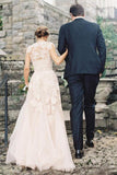 V-neck Sleeveless Floor-Length Lace Wedding Dress High Quality SW29 | www.simidress.com