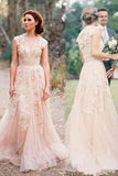  V-neck Sleeveless Floor-Length Wedding Dress with Lace  High Quality 