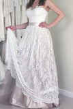 Lace A line Wedding Dresses,Sweetheart Neckline Strapless Wedding Gown,Cheap Bridal Dresses,SVD545