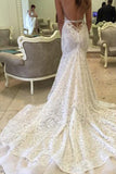 Wedding Party Dresses,Sexy Lace Mermaid Spaghetti Open Back Bridal Gowns,SVD549