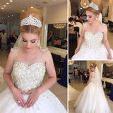 Popular Cheap Tulle Wedding Party Dresses with Luxury Rhinestone Illusion Beading,SVD534