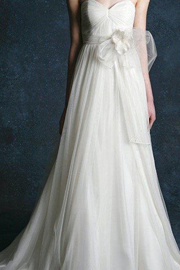 Ivory A-line Chiffon Sweetheart Light Bridal Gowns,Simple Wedding Dress,SVD541
