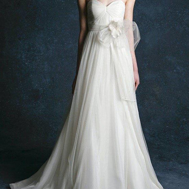 Ivory A-line Chiffon Sweetheart Light Bridal Gowns,Simple Wedding Dress,SVD541